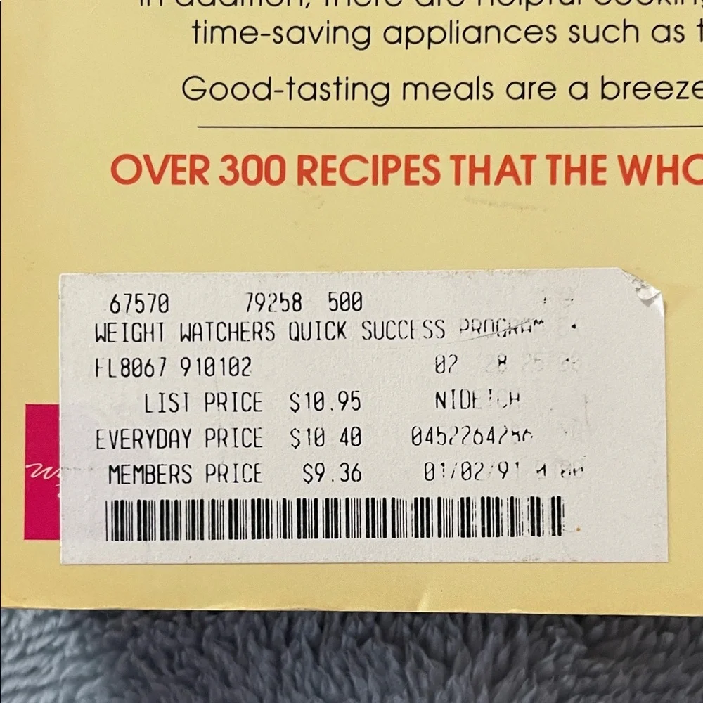 Vintage 80s Weight Watchers Quick Success Program Cookbook 300 Recipes